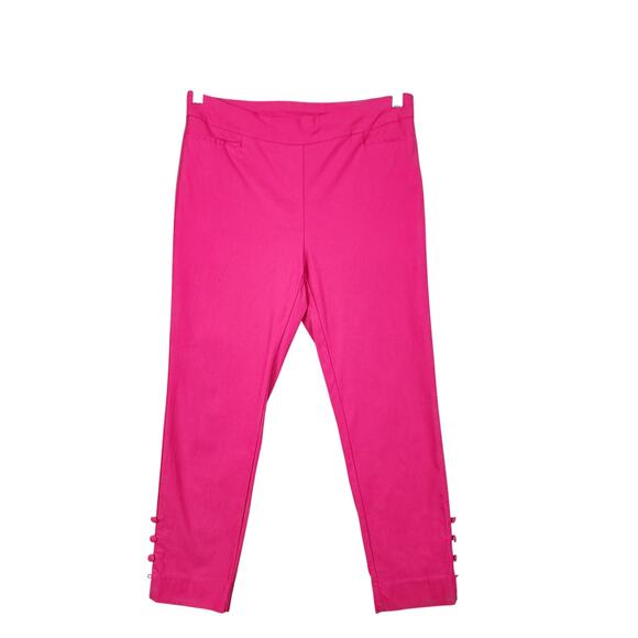 Chicos Womens So Slimming Brigitte Button Hem Ankle Pants Size 12R Hot Pink - Picture 2 of 14
